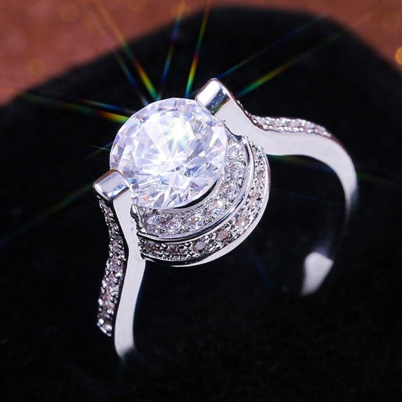 ✨ Trendy Wedding Round CZ Design Anillo Silver Dainty Ring for Women,VIP487 - Picture 2 of 6